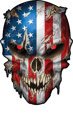 #ad American Flag Skull Car Truck Window Bumper USA decal sticker Auto Military $6.48