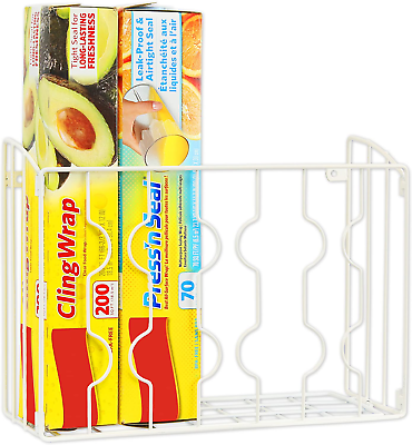 #ad #ad Door Wall Mount Wrap Rack Organizer Kitchen Food Foil Holder Pantry Storage New $15.40