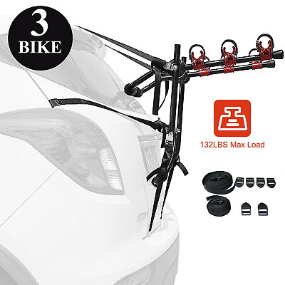 New Bike Rack For Car Trunk Mount 3 Bicycle Carrier Sedan Hatchback SUV Minivan $30.42