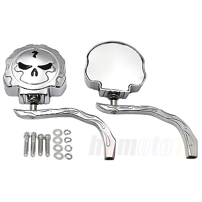 #ad Universal Rear View Side Mirror Chrome Gear Skull For Motorcycle Bike Use 8mm $38.89