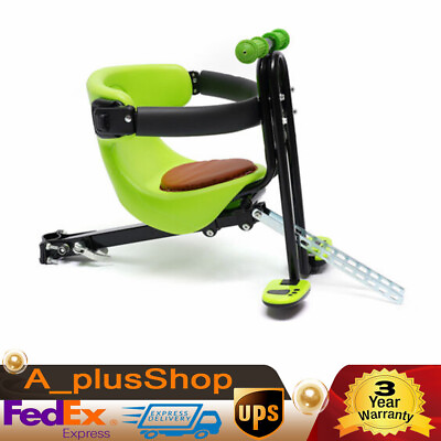 #ad Front Mount Kids Bike Seat Safety Chair Baby Bicycle Carrier with Pedal Green $24.70