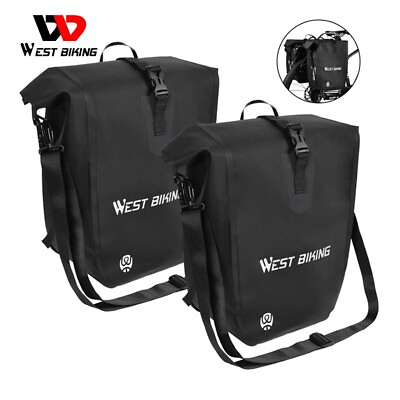 WEST BIKING Waterproof Bike Trunk Rear Rack Pack Bag Carrier Double Panniers 50L $67.49