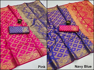 Designer Banarasi Silk Patola Saree Festive Wear Sari With Contrast Blouse 11025 $26.33