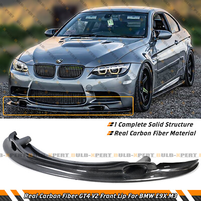 #ad For 2008 13 BMW E92 E93 E90 M3 GT4 Style Carbon Fiber Front Bumper Lip Splitter $409.99