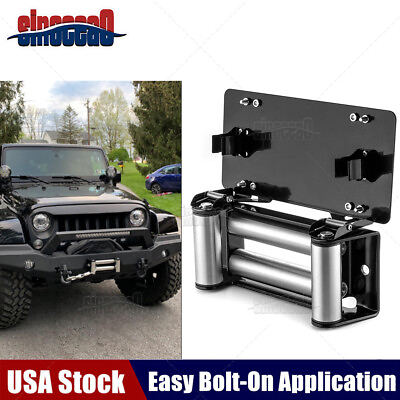 10 Flip Up Winch Roller Fairlead 8 3 4quot; Mount License Plate UTV ATV Jeep Tacoma $52.99