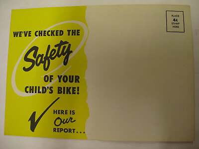 vintage schwinn bicycle safty check of your 1960 schwinn bike post card print $6.00