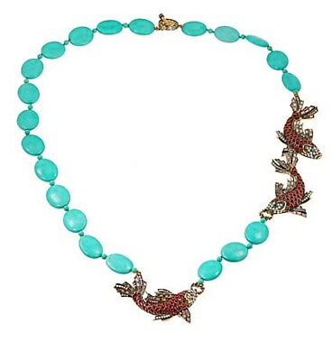 #ad Heidi Daus TOW THE LINE Beaded 34quot; Station Necklace Beach Cruise Tropical FISH $269.01