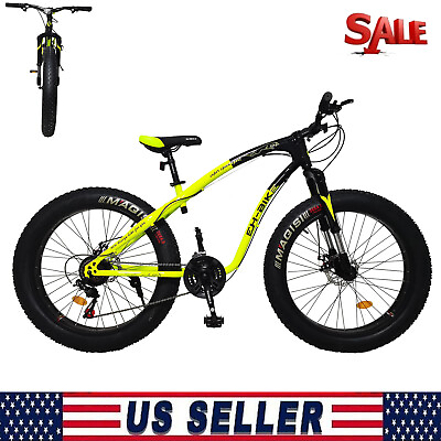 #ad #ad 26 in Fat Tire Mountain Bike 21 Speed Snow Bicycle High Tensile Steel MTB Frame $304.43