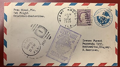 #ad #ad U.S. Scott #440 Used on 1930 Flight Cover Canal Zone to Uruguay F.A.M. 9 $300.00