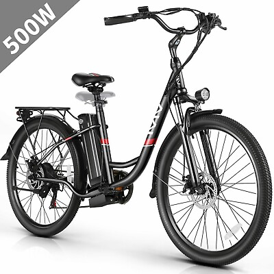 500W 48V Electric Bike City Cruiser e Bike 26In Adults Beach Bicycle Up to 50mi $599.99