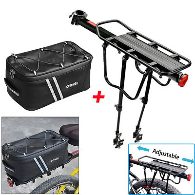 #ad Rear Bike Rack Bicycle Cargo Rack Luggage Carrier Holder Pannier Storage Bag US $12.95