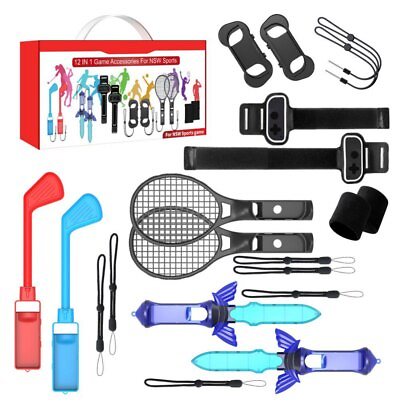 #ad 12 in 1 Sports Accessories Bundle Pack For Nintendo Switch Joycon Controller $15.69
