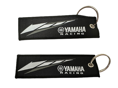 #ad 2 pc YAMAHA Bike Double Side Keychain Motorcycles key Ring CellHolders Tag Black $12.99