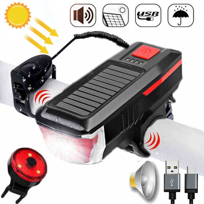 #ad USB Rechargeable LED Bicycle Headlight Bike Head Light Front amp; Rear Lamp Cycling $12.99