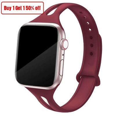 #ad #ad SLim Silicone Strap Sport Band For Apple Watch 8 7 6 SE 5 4 3 2 iWatch 41mm 45mm $6.73