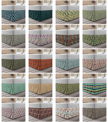 #ad Ambesonne Geometric Motifs Bedskirt Elastic Wrap Around Skirt Gathered Design $29.99
