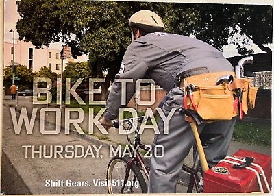 #ad Handyman on Bicycle Bike to Work Day Vintage 6x4 Postcard 2004 $6.68