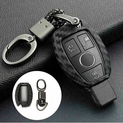 #ad Smart Car Key Case Cover Fits Mercedes Benz Fob Holder Accessories Carbon Fiber $4.95