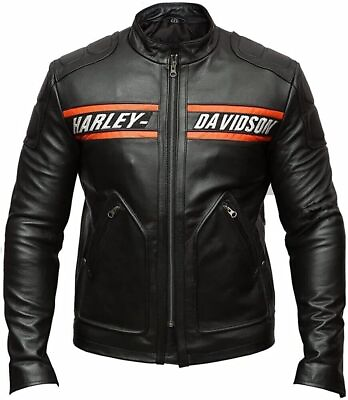 #ad Harley Davidson Leather Jacket Gold Berg Cafe Racer Jacket Biker Motorcycle Men. $30.00