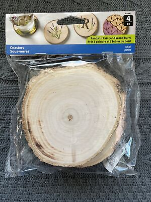 4 Wood Slices Rounds Wood Coasters DIY Wood Blanks Ready To Paint Wood Burn $5.99