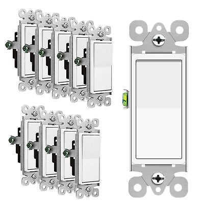 #ad 10 Pack Decorator Wall Rocker Light Switch Self Grounding On Off UL Listed White $29.93