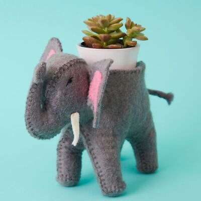 #ad Felt Elephant Ceramic Planter $55.00