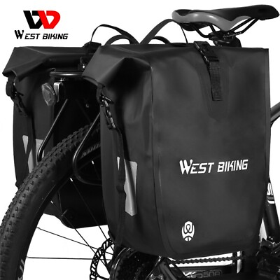 #ad #ad WEST BIKING Bike Double Panniers Bicycle Bag Waterproof Rear Rack Pack Bag 50L $67.47