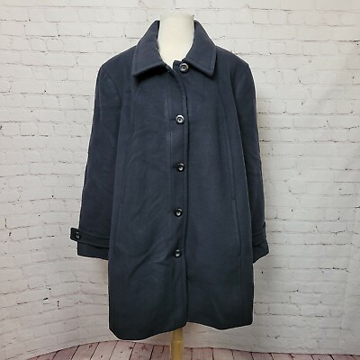 Lands#x27; End Womens Collared Wool Blend Swing Car Coat Black Plus Size 22W NWT $89.99
