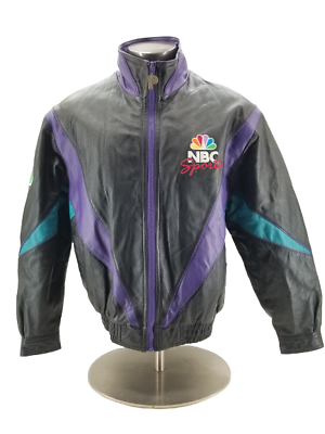 #ad Pro Player NBC Sports Men’s Black Vintage 90’s Y2k Leather Jacket Sz M $139.54