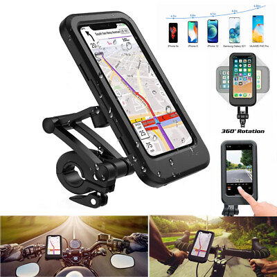 #ad Waterproof Motorcycle Bike Mount Phone Holder Touch Screen Case Fit Handlebar $10.75