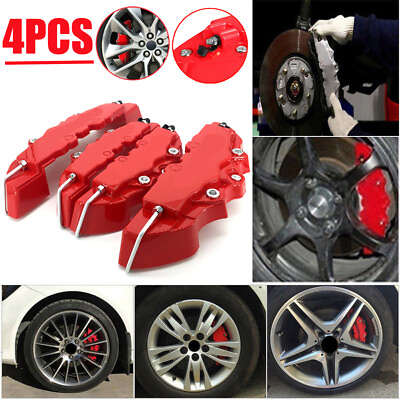 4PCS 3D Red Car Disc Brake Caliper Covers Front amp; Rear Accessories For 18 24inch $35.78
