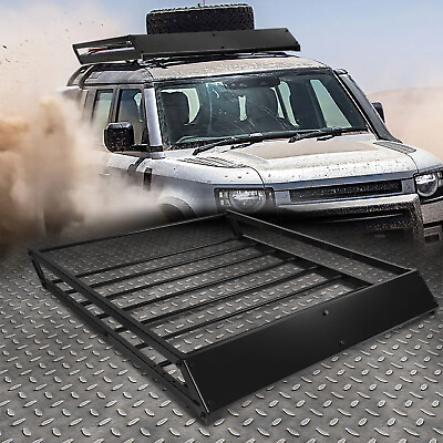 43quot; x 35.5quot; Steel Roof Rack Top Cargo Luggage Carrier BasketWind Fairing Black $89.99