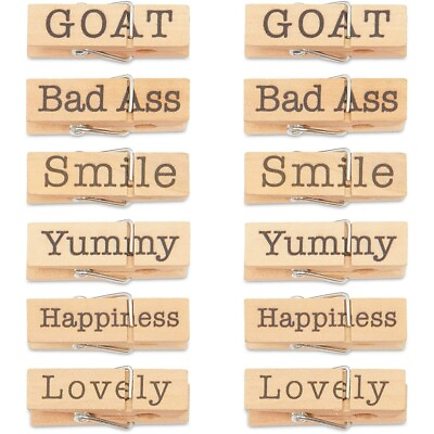 #ad Wooden Clothes Pin Magnets for Fridge with Quotes 1.77 x 0.5 in 12 Pieces $9.49
