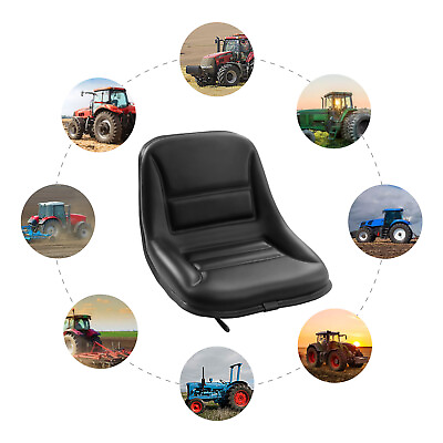 #ad Universal Tractor Forklift Seat PVC Truck Cushion Seat Backrest Waterproof Black $76.96