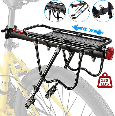 #ad Rear Bike Rack Cargo Rack Alloy Luggage Carrier Bicycle 120LBS Capacity Holder $21.99