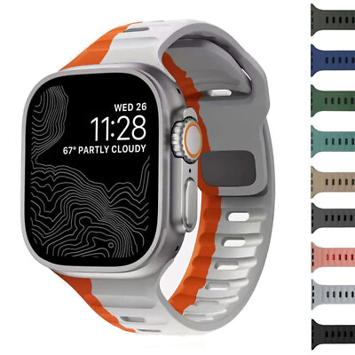 #ad For Apple Watch Series Ultra 9 8 7 SE 6 5 iWatch 49mm Silicone Sport Strap Band $7.88