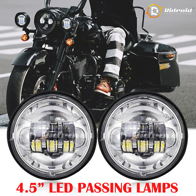 #ad Pair 4 1 2quot;Inch Chrome LED Auxiliary Spot Passing Fog Light Lamp For Harley Bike $35.99