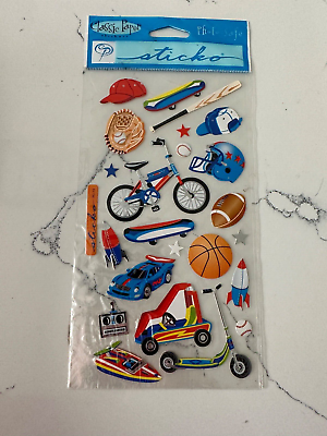 #ad Sticko Photo Safe Classic Paper Sticker Boy Toys Bike Scooter Car Baseball Craft $4.49
