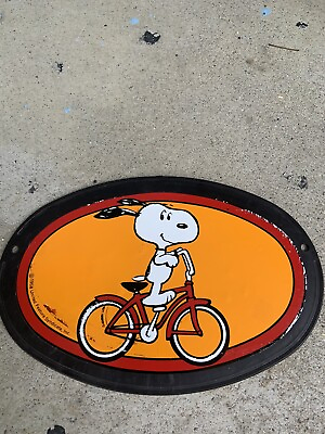 #ad Snoopy Tri BarBMX Plate Mongoose Schwinn Muscle 1958 Copyright Double Sided $24.00