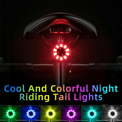 #ad Cycling Colorful Highlight Taillights USB Charge Bike Rear Lights Double Bracket $11.99