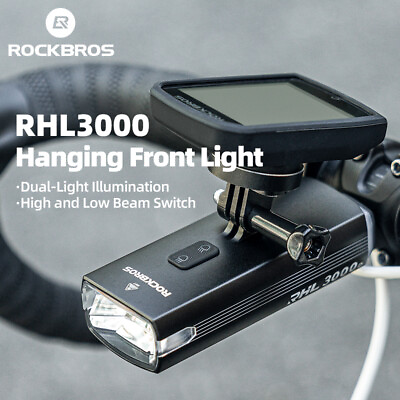 #ad ROCKBROS Bike Front Hoisting Headlight MTB Flashlight USB C Super Brightness $23.89