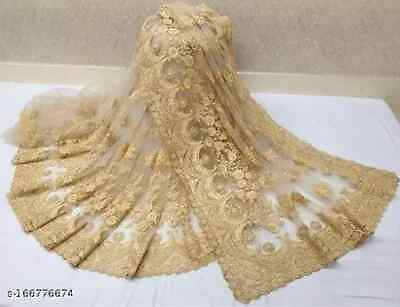 Women#x27;s Embellished Net Party Wear Trendy Designer Saree amp; Unstitch Blouse Beige $27.07