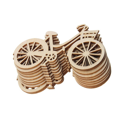 #ad 20PCS Wooden Bike Cutout Veneers Slices Crafts Embellishment For DIY Crafting $9.48