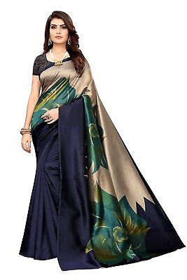 Women#x27;s Traditional Printed Art Silk Saree With Blouse. $17.09