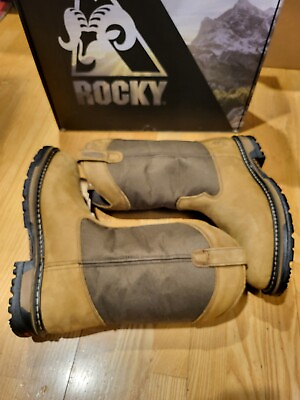 #ad Rocky Men#x27;s Wellington Original Ride 200G Thinsulate Work Boot Size 11.5 Brown $125.99