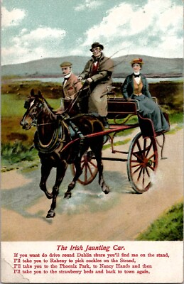 #ad Irish Jaunting Car Ireland Dating Carriage Wagon Vtg Postcard c 1910s $8.45
