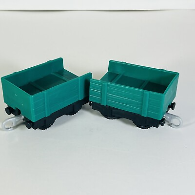 #ad Thomas the Train Green Open Cargo Cars Trackmaster Trailer 2017 Pull Along Lot 2 $12.28
