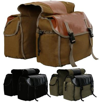 #ad Bike Double Pannier Bags Large Pockets Portable Large Compartments Cargo Rack $26.10