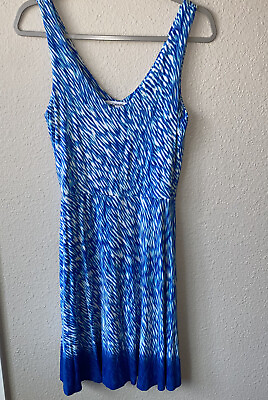 #ad ATHLETA Starfish Reef Print Dress Sleeveless Blue Size XS Stretch Beach Cruise $21.95