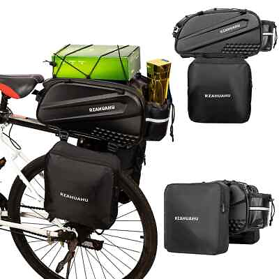 #ad 3 in 1 Bike Rack Bag Waterproof Bicycle Rear Seat Bag with 2 Side Hanging Bags $55.83